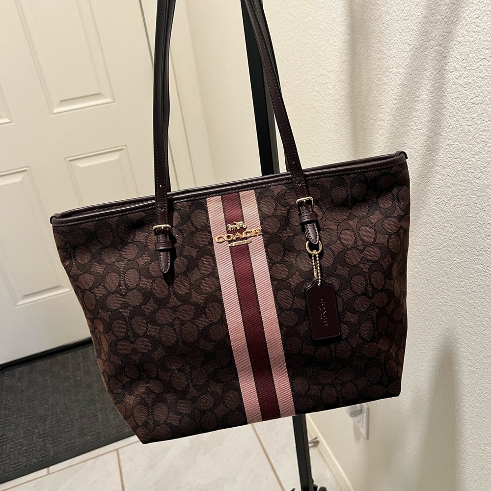 Coach Brown and Pink Signature Tote